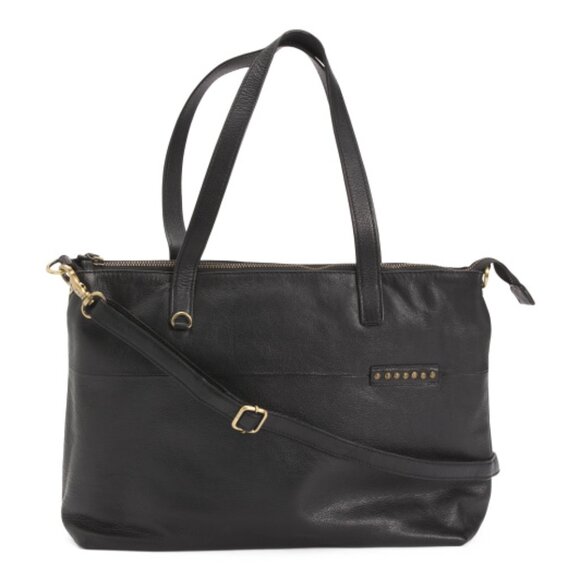 RIVIT Leather Smooth Tote With Studs